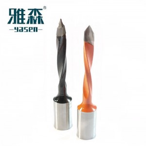 Carbide head through-hole drill bit for woodworking boring machine